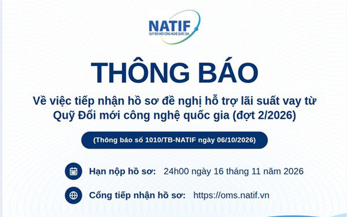 NATIF tiếp nhận hồ sơ đề nghị hỗ trợ lãi suất vay đợt 2/2026